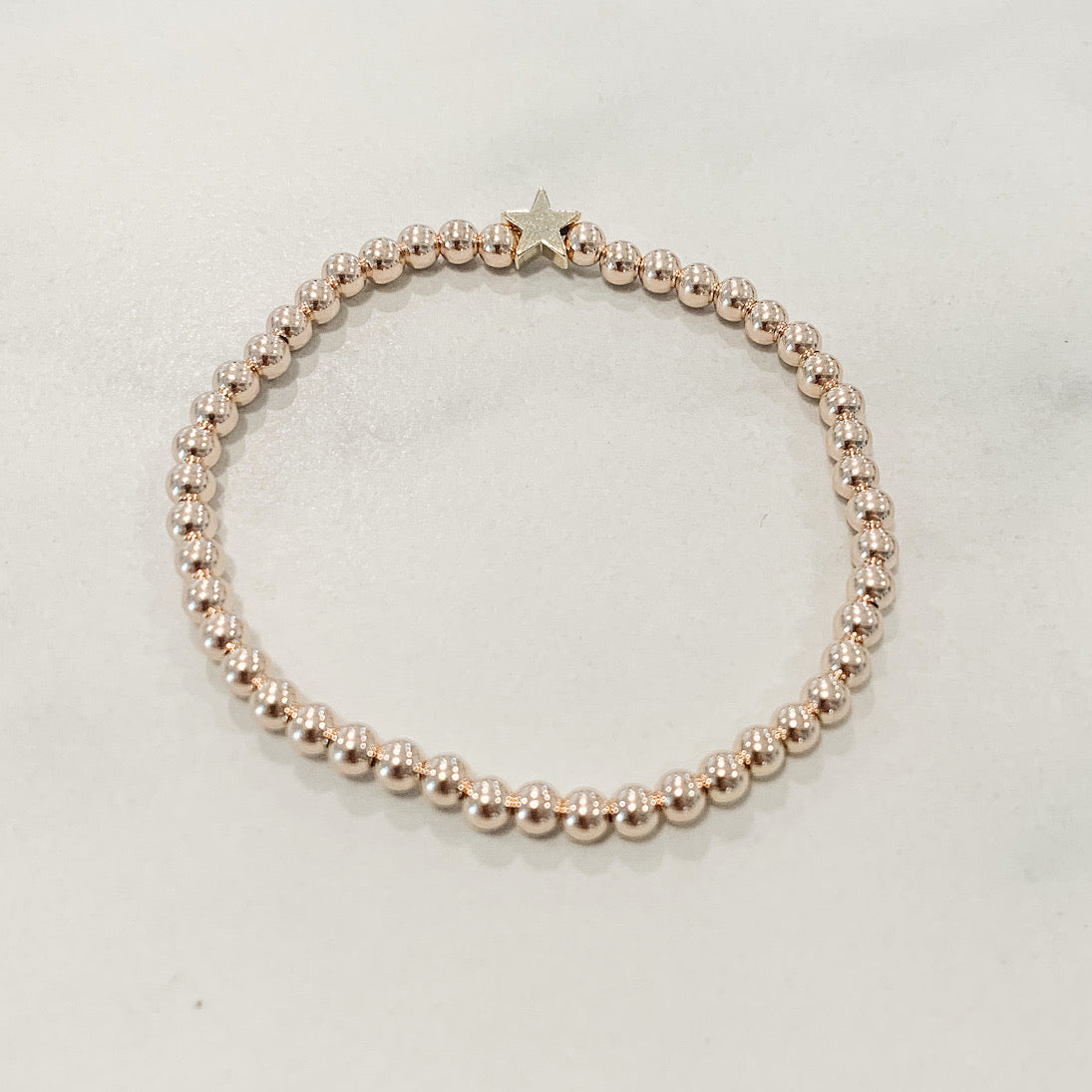 Children's Classic Rose Gold Beaded Bracelet - Gold Star