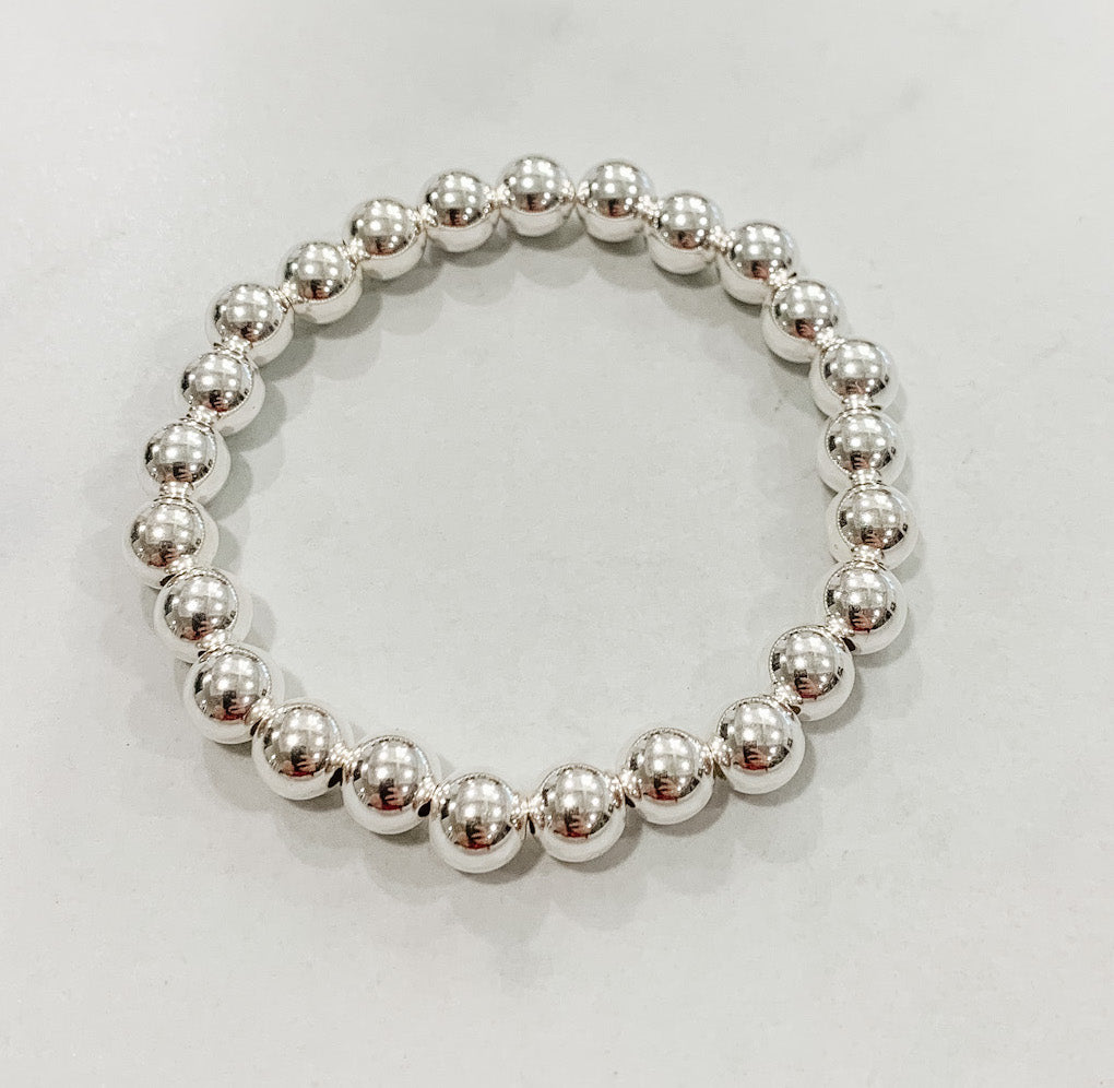 Classic Silver Beaded Bracelet