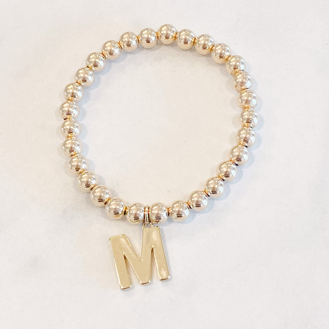 Initial Classic Gold Beaded Bracelet