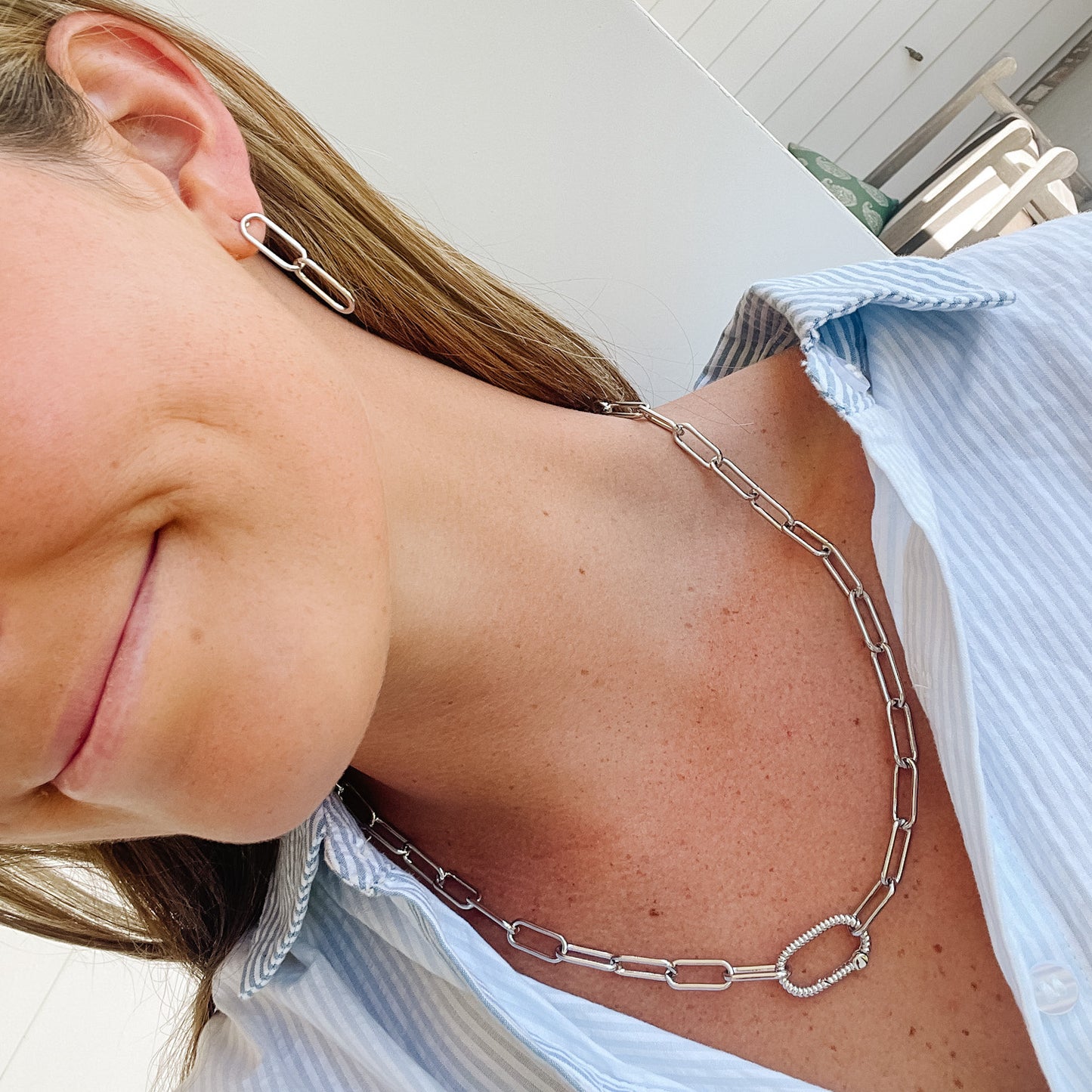 White Gold Filled Lauren Link Earrings