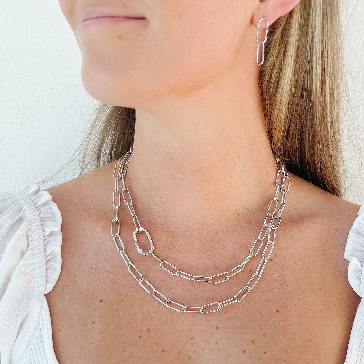 White Gold Filled Lauren Link Earrings