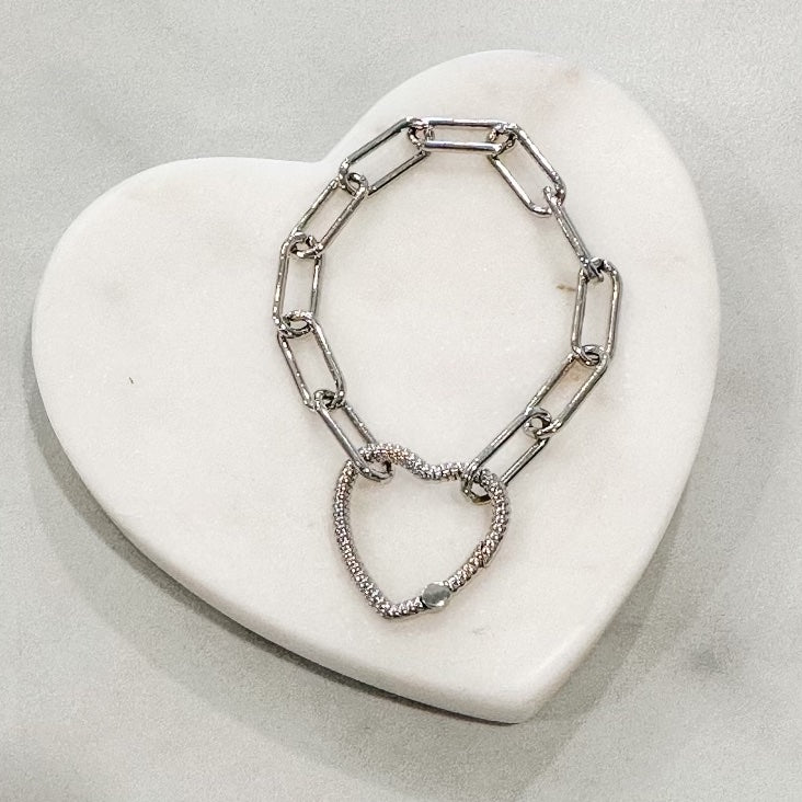 White Gold Filled Lauren Love Link Bracelet