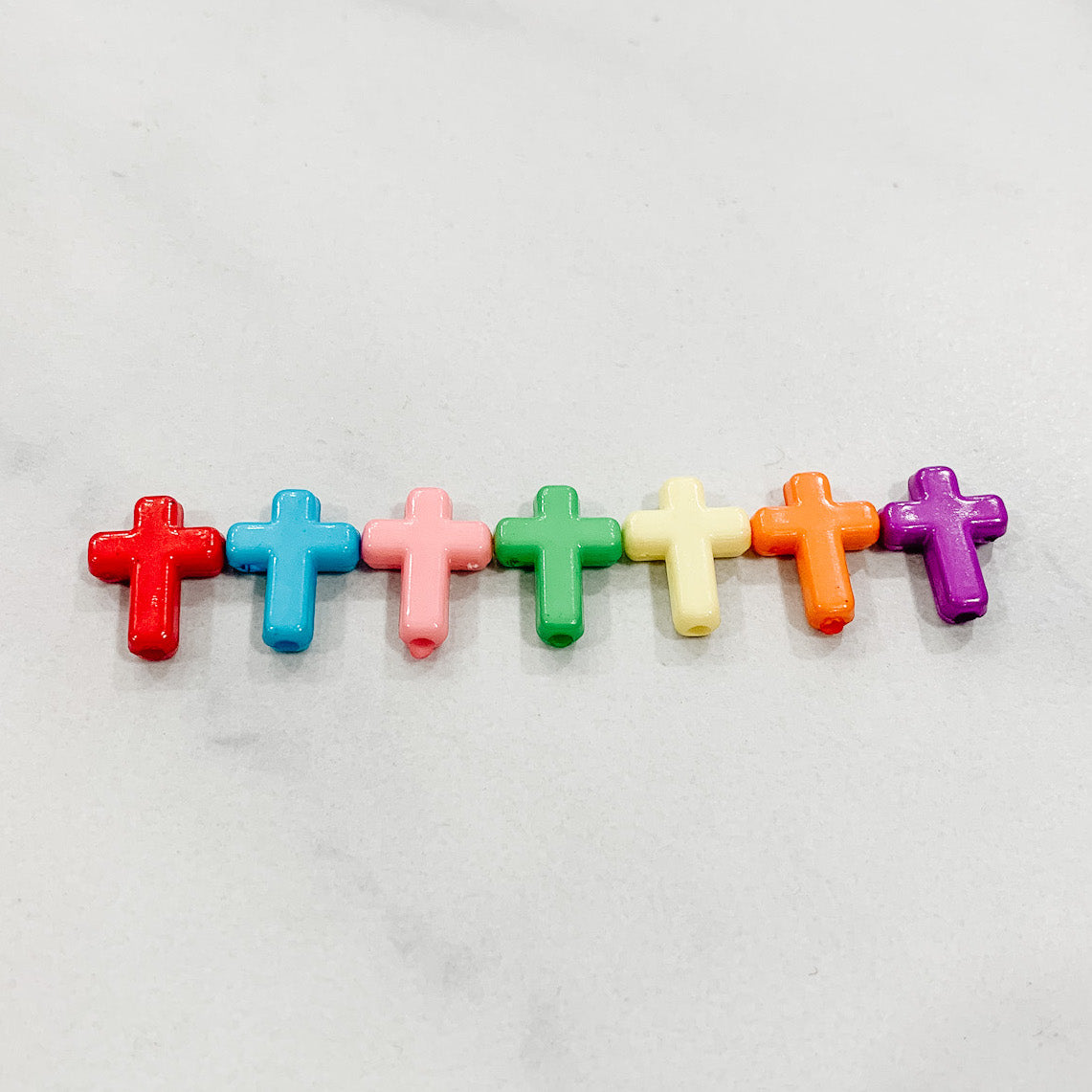 Children's Classic Gold Beaded Bracelet - Acrylic Cross