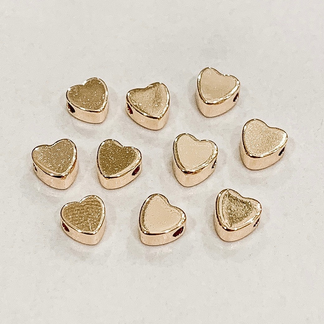 Children's Classic Gold Beaded Bracelet - Gold Heart