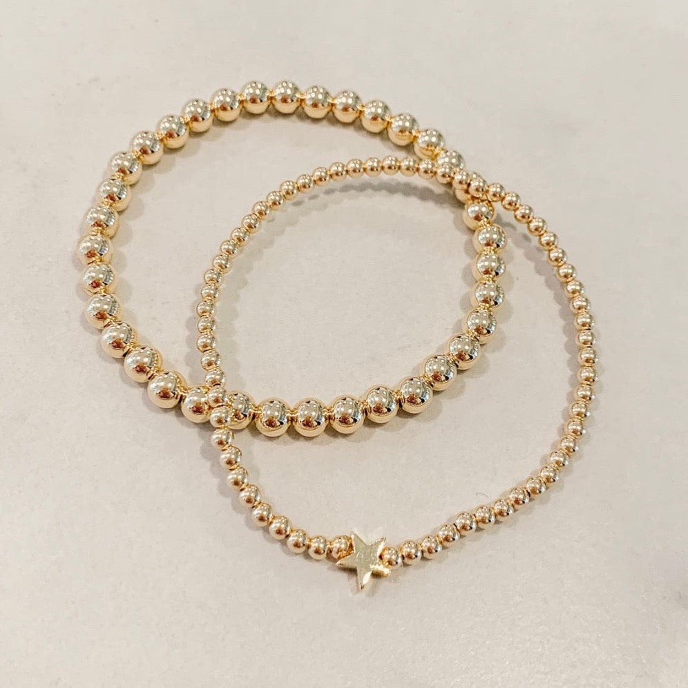 Children's Classic Gold Beaded Bracelet - Gold Star