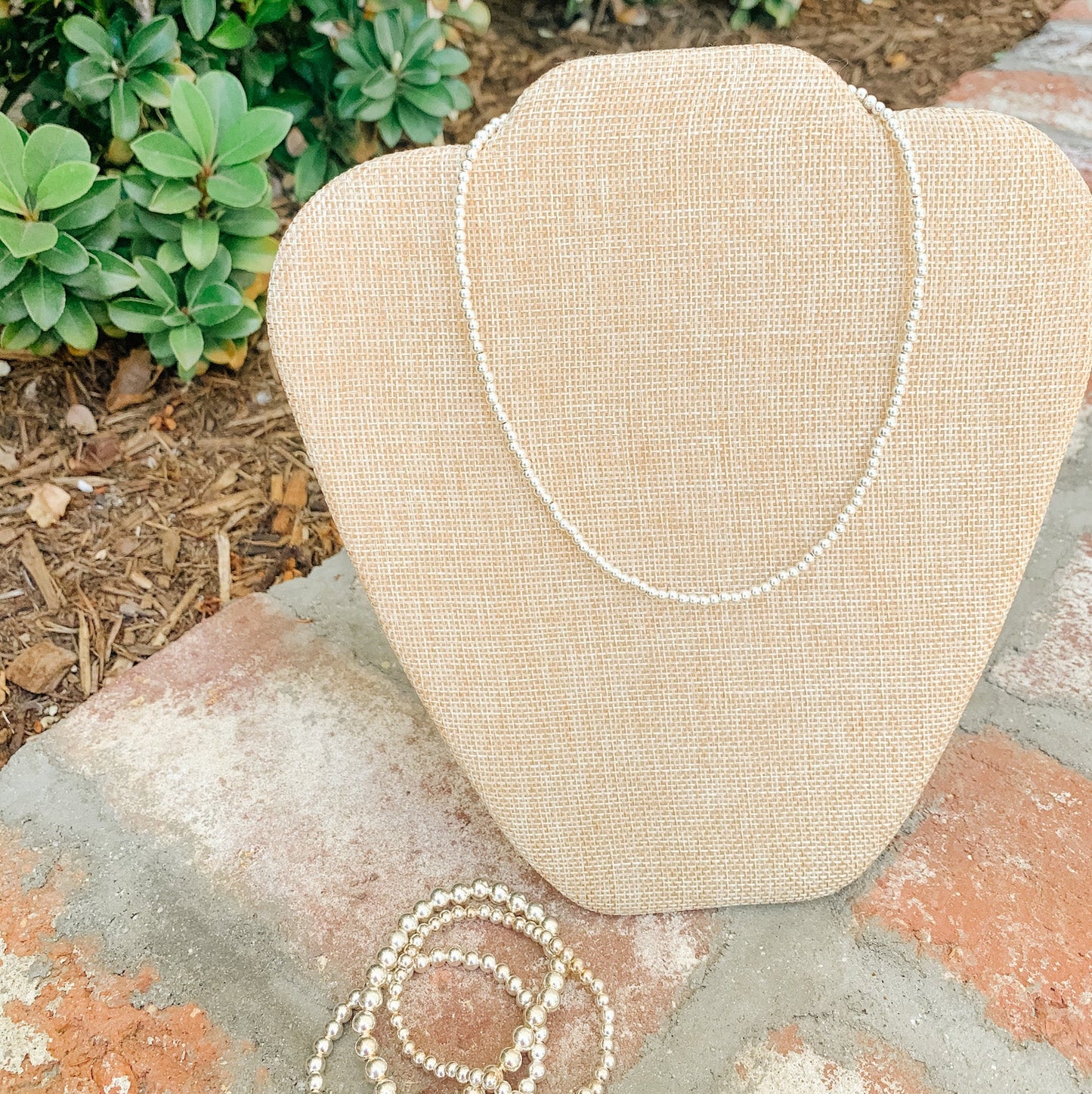 Custom Classic Silver Beaded Necklace