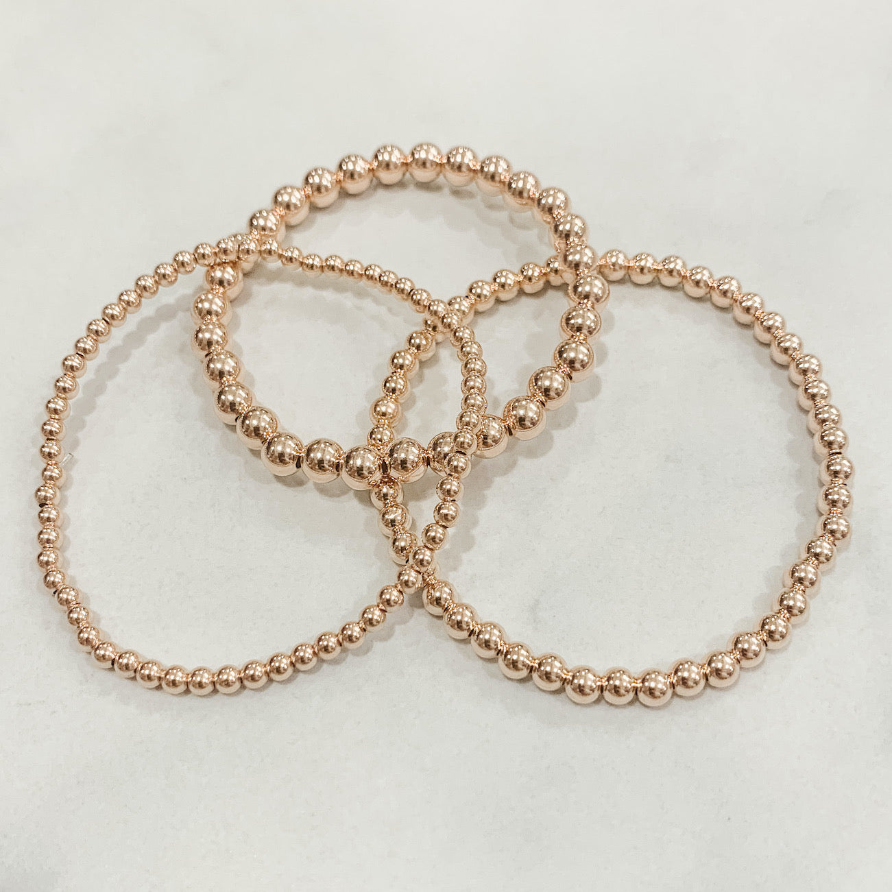 Children's Classic Rose Gold Beaded Bracelet Set