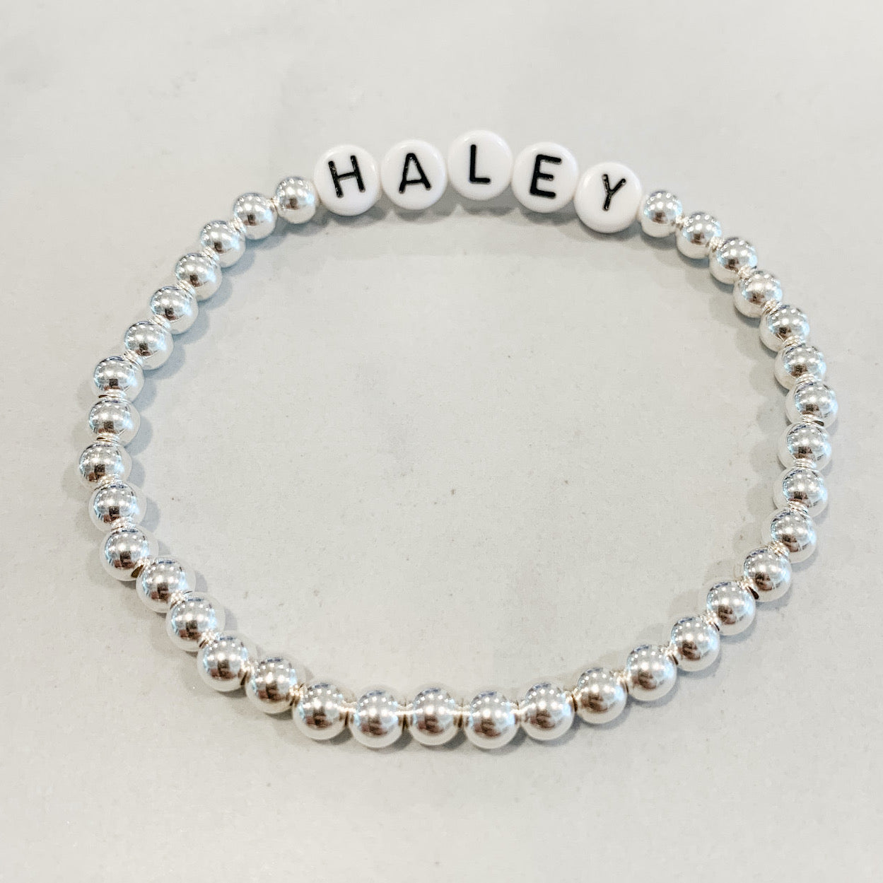 Children's Custom Classic Silver Beaded Bracelet