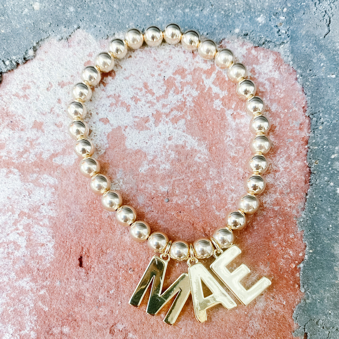 Initial Classic Gold Beaded Bracelet