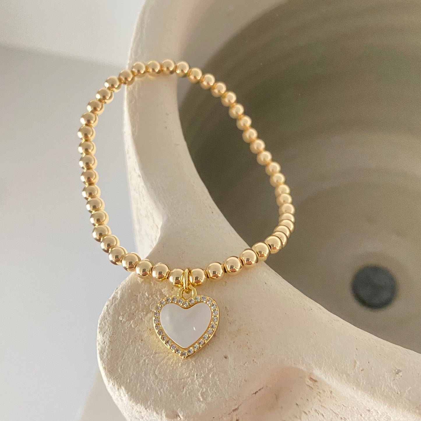 Children's Mother of Pearl Heart Bracelet