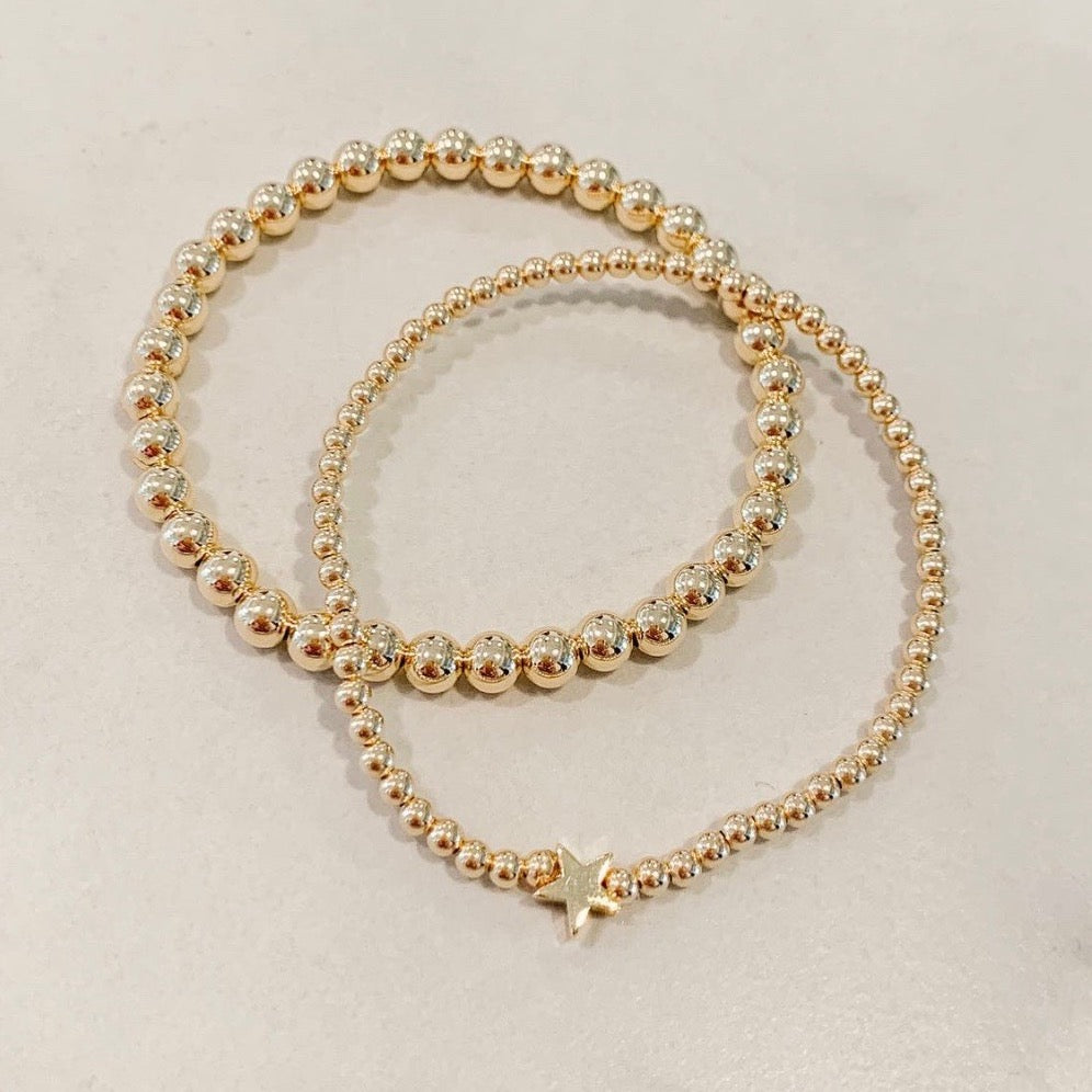 Classic Beaded Bracelet - Gold Star