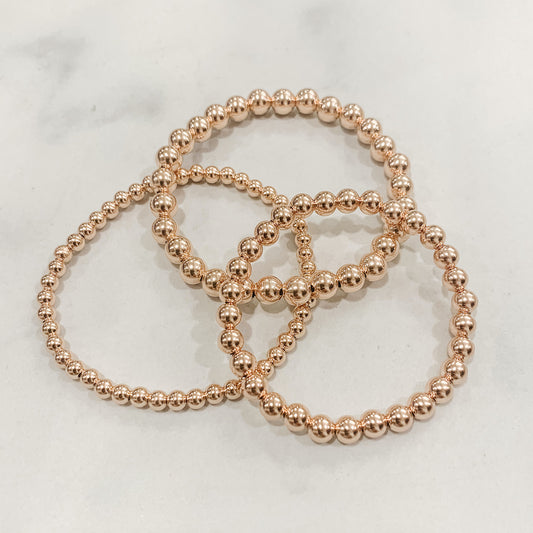 Classic Rose Gold Beaded Bracelet Set