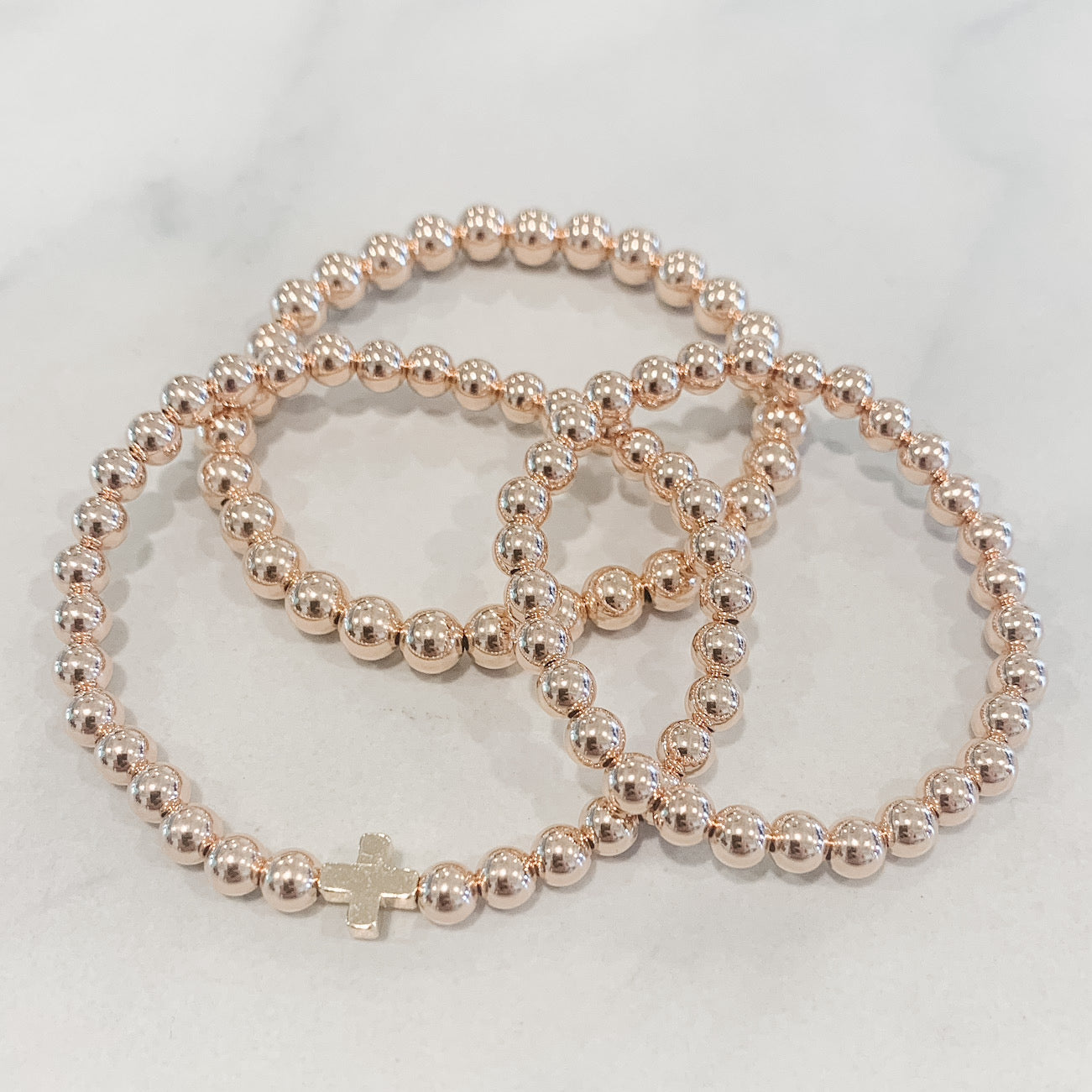 Classic Rose Gold Beaded Bracelet